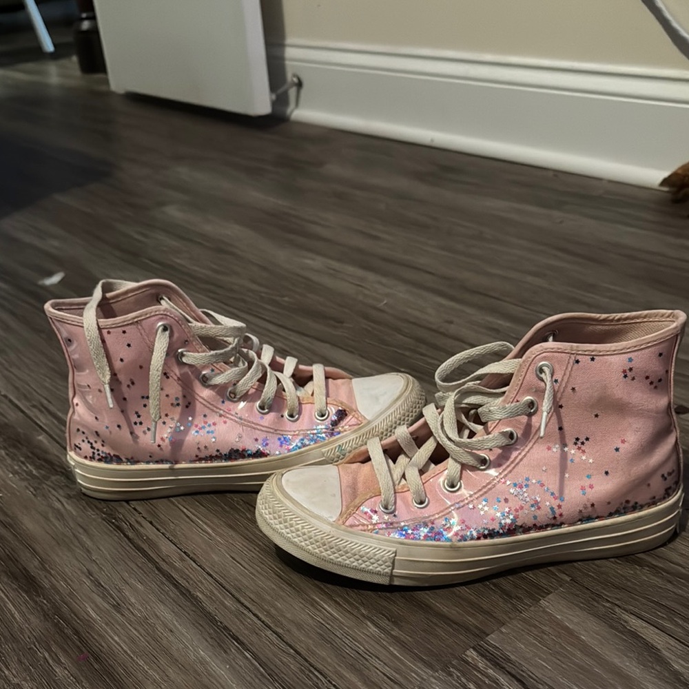 Pink Glitter High-Top Sneakers/ kids size 4.5